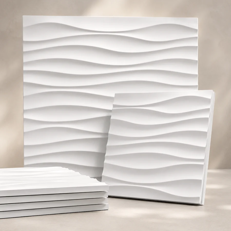 Onda 3D Bianco Caldo - 3D-Wandpaneele